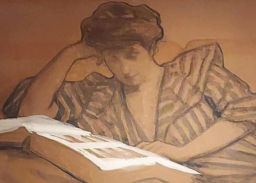 Jeanne Prinet lisant sur un canapé • René-Xavier Prinet