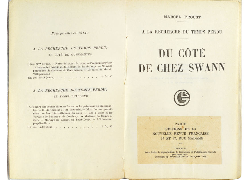Edition originale de Du côté de chez Swann, Gallimard 1917 • Marcel Proust