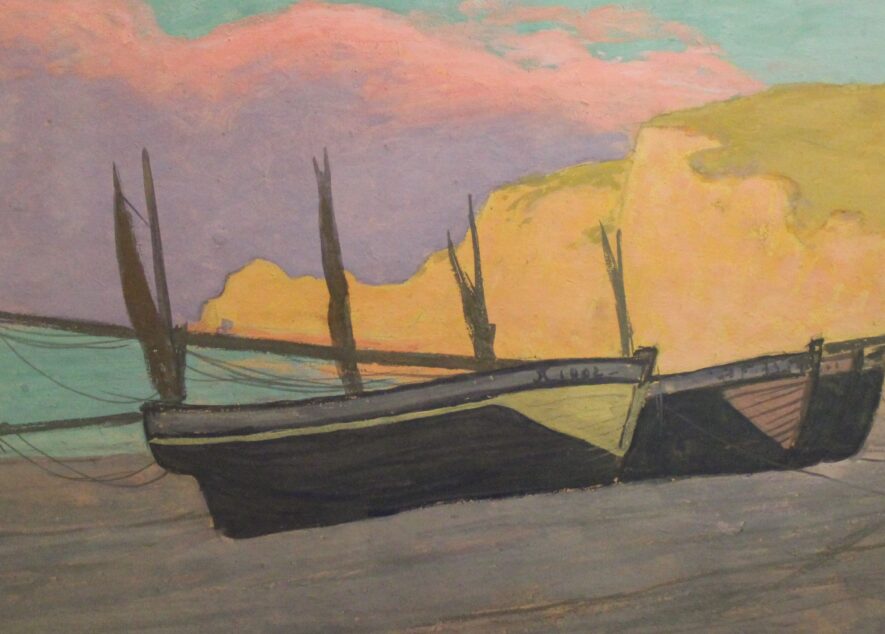 Barques à Etretat (style Nabi) • Jean-Francis Auburtin