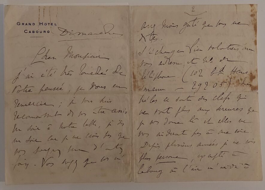 Handwritten Letter – Marcel Proust