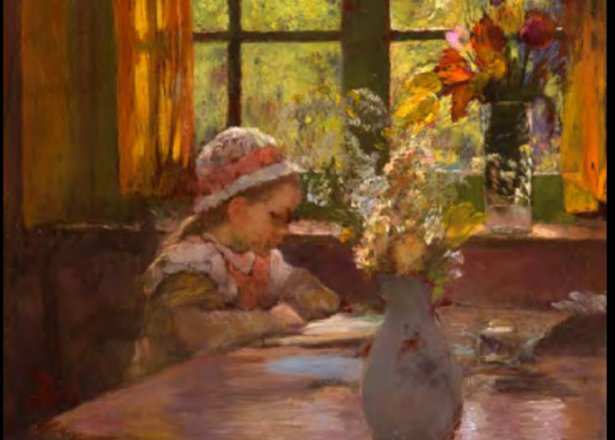 Jeune fille lisant près d’une fenêtre • Gaston La Touche